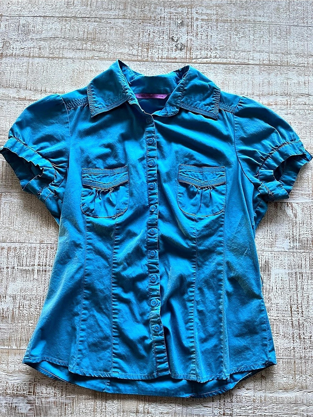 Y2K Smart Set Blue Short Sleeve Button Down Shirt